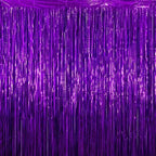 Purple Fringe Backdrop, 8 Pack 3.3 x 6.6 ft Foil Curtains in 3.3 x 6.6 ft