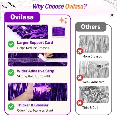 Purple Fringe Backdrop, 8 Pack 3.3 x 6.6 ft Foil Curtains in 3.3 x 6.6 ft, alternate view 3