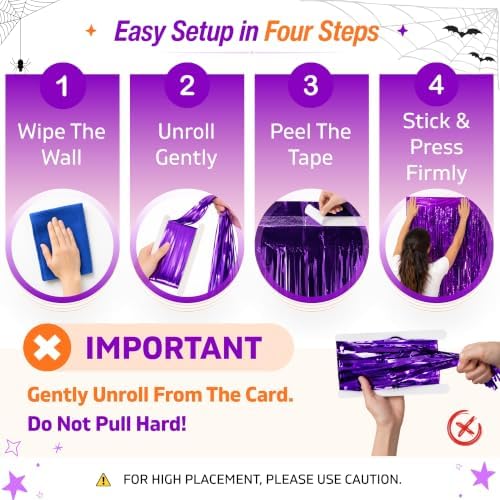 Purple Fringe Backdrop, 8 Pack 3.3 x 6.6 ft Foil Curtains in 3.3 x 6.6 ft, alternate view 5