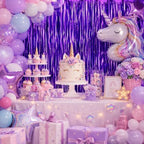 Purple Fringe Backdrop, 8 Pack 3.3 x 6.6 ft Foil Curtains in 3.3 x 6.6 ft, alternate view 7