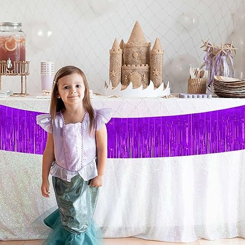 Purple Fringe Garland Banner 3Pack 30ft Wall Tinsel Foil Streamers in Purple, alternate view 5
