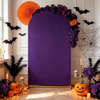 Purple Halloween Arch Backdrop Cover 6.6FT Spandex Fitted Arch Covers in 3.3ftx6.6ft in Purple