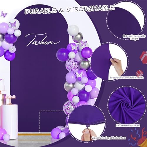 Purple Halloween Arch Backdrop Cover 6.6FT Spandex Fitted Arch Covers in 3.3ftx6.6ft in Purple, alternate view 2