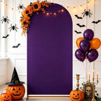 Purple Halloween Arch Backdrop Cover 6.6FT Spandex Fitted Arch Covers in 3.3ftx6.6ft in Purple, alternate view 3
