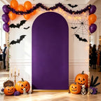 Purple Halloween Arch Backdrop Cover 6.6FT Spandex Fitted Arch Covers in 3.3ftx6.6ft in Purple, alternate view 7