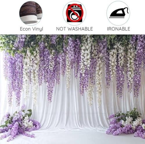 Purple Lavender Wedding Backdrop Background for Photography, Flower Butterfly Bridal Shower Mother's Day Party, alternate