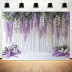 Purple Lavender Wedding Backdrop Background for Photography, Flower Butterfly Bridal Shower Mother's Day Party