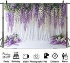 Purple Lavender Wedding Backdrop Background for Photography, Flower Butterfly Bridal Shower Mother's Day Party, alternate
