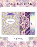 Purple Medium Gift Bags with Tissue Paper Cardboard Gift Bags for Women Mom Grandma Party Supply(4pcs Bags, alternate view 2