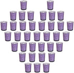 Purple Mercury Glass Tea Light Holders Set of 36 - Elegant Votive Candle Holders for Weddings, Showers and Home