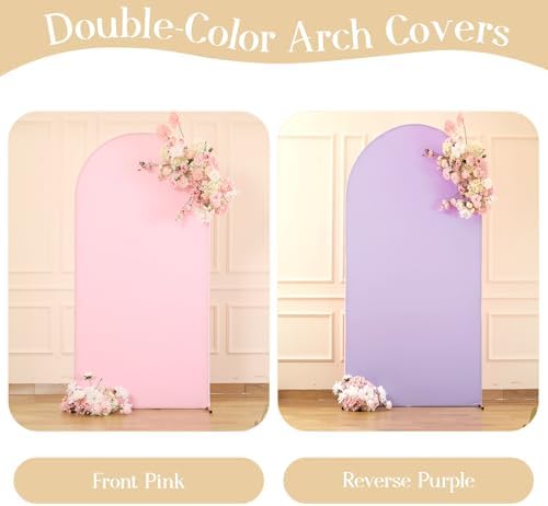 Purple Pink Arch Backdrop Cover 7.2FT Party Wedding Arch Covers Stretchy Backdrop Decorations Baby Shower Bridal, alternate