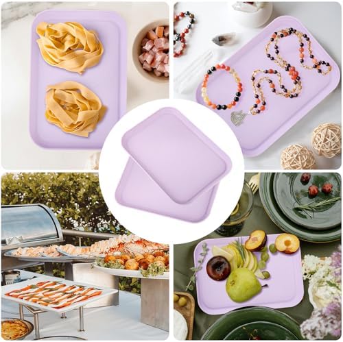 Purple Plastic Serving Platters and Trays, Serving Dishes for Entertaining, Rectangular Platters for Serving, alternate view