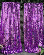Purple Sequin Backdrop,18MM Large Sequin 4x10 ft, 2 Panel in 4 ft W x 10 ft L (2 Panels) in Purple, alternate view 2