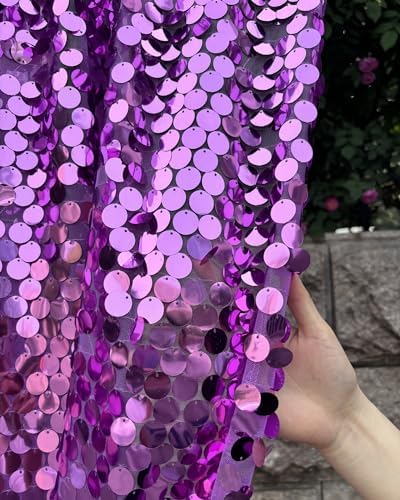 Purple Sequin Backdrop,18MM Large Sequin 4x10 ft, 2 Panel in 4 ft W x 10 ft L (2 Panels) in Purple, alternate view 3