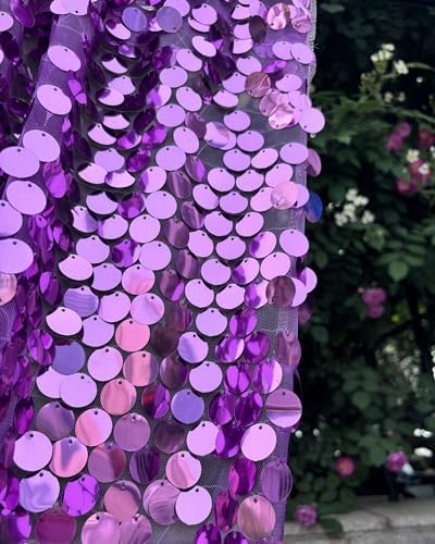 Purple Sequin Backdrop,18MM Large Sequin 4x10 ft, 2 Panel in 4 ft W x 10 ft L (2 Panels) in Purple, alternate view 6