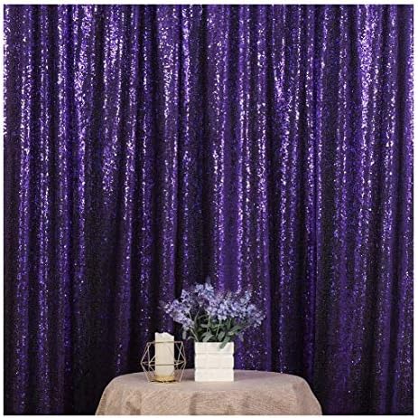 Purple Sequin Backdrop, 6Ft x 8Ft Glitter Photography Background Curtains for Halloween Party Wedding Birthday