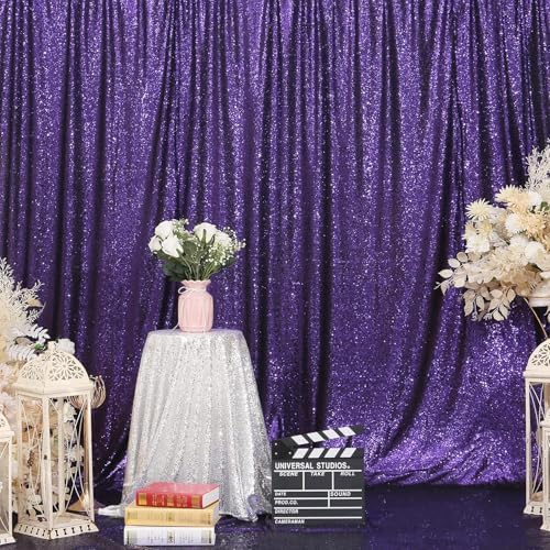 Purple Sequin Backdrop, 6Ft x 8Ft Glitter Photography Background Curtains for Halloween Party Wedding Birthday, alternate