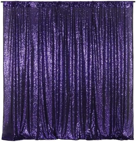 Purple Sequin Backdrop,8FT x 10FT Sequin Photography Backdrop Curtain for Halloween Party Birthday Decoration in