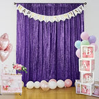 Purple Sequin Backdrop Curtain 3 Panels 2FTx8FT Glitter Purple Background Drapes Sparkle Photography Backdrop, alternate view