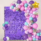 Purple Shimmer Wall Backdrop, 24 Panels, 6x4 Ft Photo Backdrop in 6x4 Ft