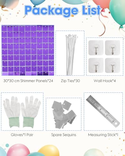 Purple Shimmer Wall Backdrop, 24 Panels, 6x4 Ft Photo Backdrop in 6x4 Ft, alternate view 2