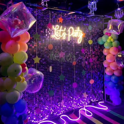 Purple Shimmer Wall Backdrop, 24 Panels, 6x4 Ft Photo Backdrop in 6x4 Ft, alternate view 3