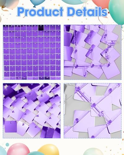 Purple Shimmer Wall Backdrop, 24 Panels, 6x4 Ft Photo Backdrop in 6x4 Ft, alternate view 6