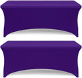 Purple Spandex Table Covers 6ft, 2 Pack - Elegant, Durable, Stretchy 6ft Table Cover Fitted, Wrinkle and Stain