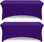 Purple Spandex Table Covers 6ft, 2 Pack - Elegant, Durable, Stretchy 6ft Table Cover Fitted, Wrinkle and Stain