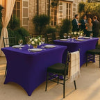 Purple Spandex Table Covers 6ft, 2 Pack - Elegant, Durable, Stretchy 6ft Table Cover Fitted, Wrinkle and Stain, alternate