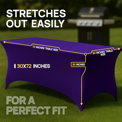 Purple Spandex Table Covers 6ft, 2 Pack - Elegant, Durable, Stretchy 6ft Table Cover Fitted, Wrinkle and Stain, alternate
