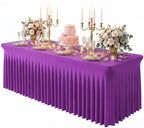 Purple Spandex Tablecloth for 8FT Rectangle Tables, Table Skirt