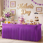 Purple Spandex Tablecloth for 8FT Rectangle Tables, Table Skirt, alternate view 2