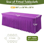 Purple Spandex Tablecloth for 8FT Rectangle Tables, Table Skirt, alternate view 3