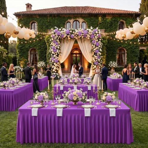 Purple Spandex Tablecloth for 8FT Rectangle Tables, Table Skirt, alternate view 7