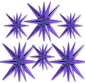 Purple Star Spike Balloons 6pcs Explosion Foil Mylar Balloons in 6 PCS - 27&22 Inch in Purple