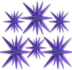 Purple Star Spike Balloons 6pcs Explosion Foil Mylar Balloons in 6 PCS - 27&22 Inch in Purple