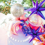 Purple Star Spike Balloons 6pcs Explosion Foil Mylar Balloons in 6 PCS - 27&22 Inch in Purple, alternate view 2
