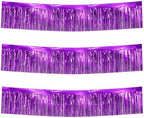Purple Streamers Parade Float Decorations 3 Packs 36 Feet Metallic Purple Foil Fringe Garland Wall Ceiling