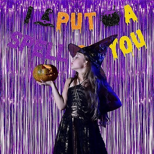 Purple Tinsel Curtain Party Backdrop - 3.2ft x 8.2ft - Pack of 2, alternate view 2