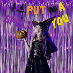 Purple Tinsel Curtain Party Backdrop - 3.2ft x 8.2ft - Pack of 2, alternate view 2