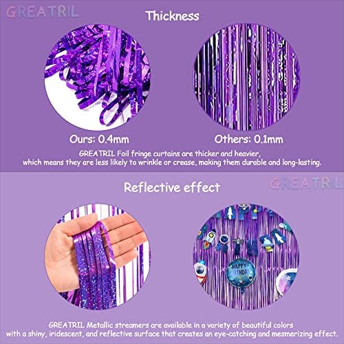 Purple Tinsel Curtain Party Backdrop - 3.2ft x 8.2ft - Pack of 2, alternate view 4