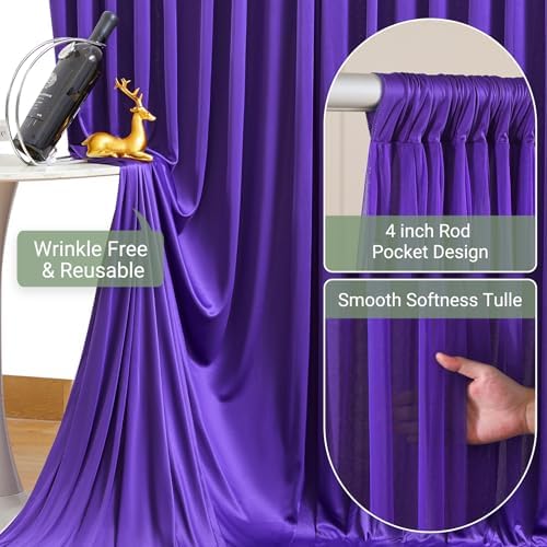 Purple Tulle Backdrop Curtain for Parties Wedding,20ft x 10ft Wrinkle Free Curtain Backdrop,2 Layer Drapes for, alternate