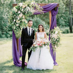 Purple Wedding Arch Draping Fabric Chiffon Fabric, 29in x 18Ft Sheer Chiffon Outdoor Curtain for Wedding, alternate view 6