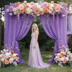 Purple Wedding Arch Draping Fabric Chiffon Fabric, 29in x 18Ft Sheer Chiffon Outdoor Curtain for Wedding, alternate view 5