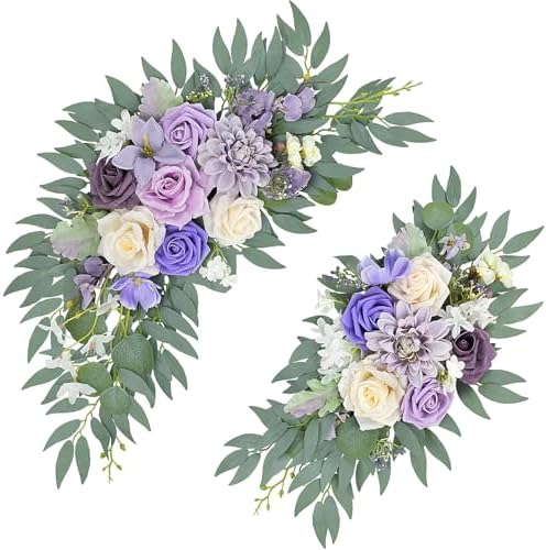 Purple Wedding Arch Flowers Set of 2