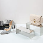 Purse Display Stand, 3 Silver Risers Display Stands Stainless Steel, Heavy Duty Countertop Shoes Stand Handbag, alternate