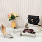 Purse Display Stand, 3 Silver Risers Display Stands Stainless Steel, Heavy Duty Countertop Shoes Stand Handbag, alternate