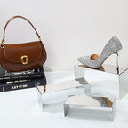 Purse Display Stand, 3 Silver Risers Display Stands Stainless Steel, Heavy Duty Countertop Shoes Stand Handbag, alternate