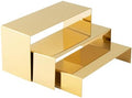 Purse Display Stand Set of 3, Gold Stainless Steel Handbag Holders, Heavy Duty Metal Riser Stands for Wallets